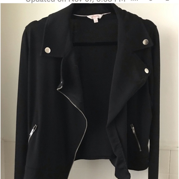 Candie’s Junior Black Moto Zip Cropped Jacket Size Medium - Picture 4 of 12
